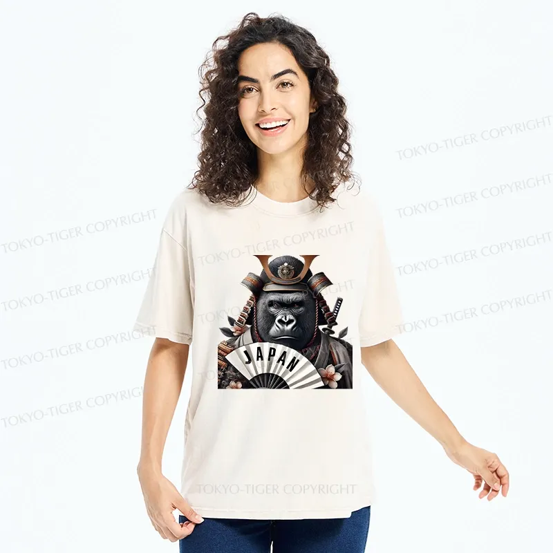 Tokyo-Tiger Japanese Samurai Gorilla Washed T-Shirt
