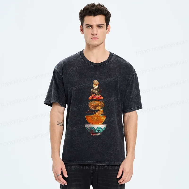 Tokyo-Tiger Funny Ramen Layers Washed T-Shirt