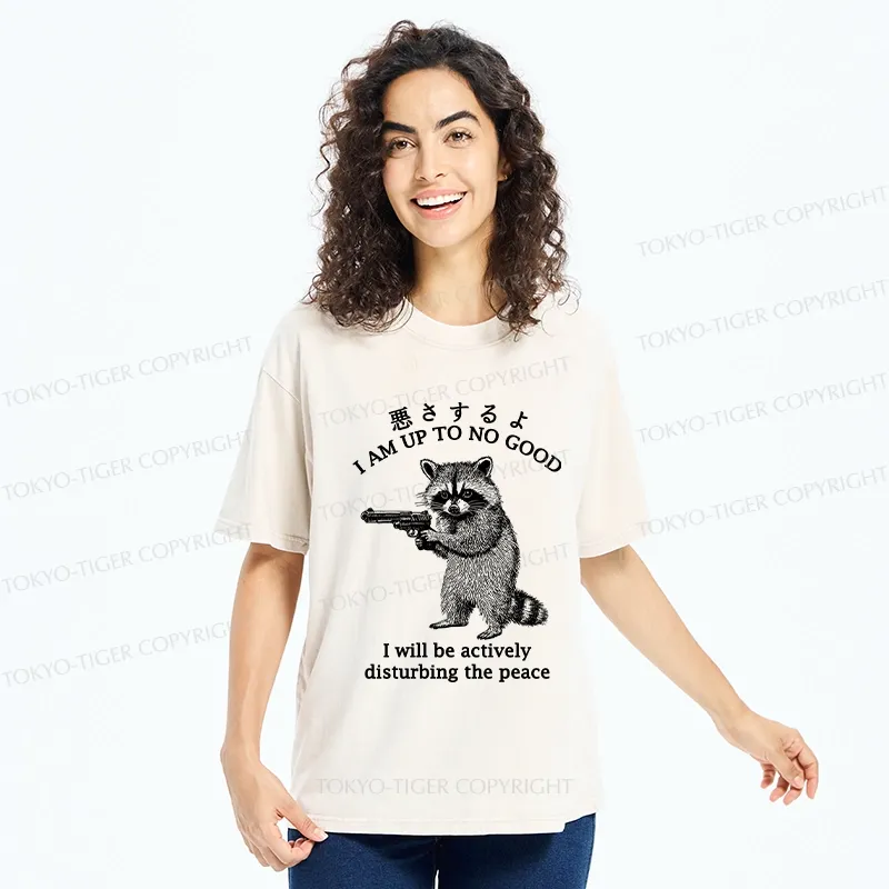 Tokyo-Tiger Raccoon Disturbing The Peace Washed T-Shirt