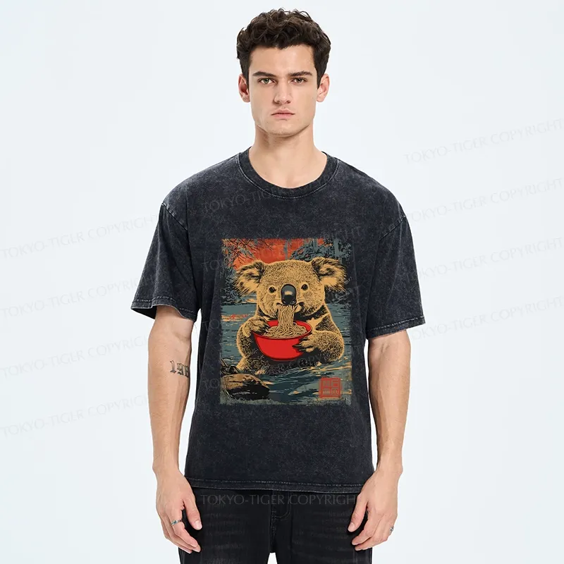 Tokyo-Tiger Ramen Lover Koala Washed T-Shirt