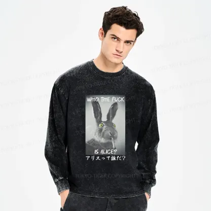 Tokyo-Tiger Who Is Alice? Washed Long Sleeve T-Shirt