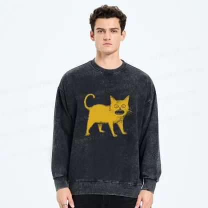 Tokyo-Tiger Horrible Japanese Cat Washed Sweatshirt