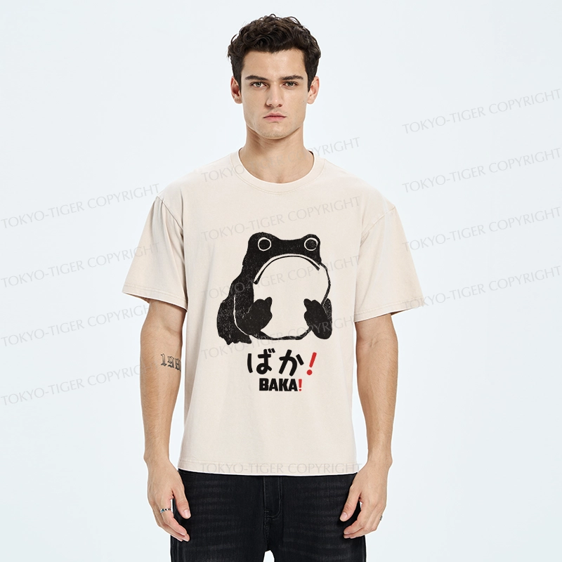 Tokyo-Tiger Funny Baka Frog Washed T-Shirt