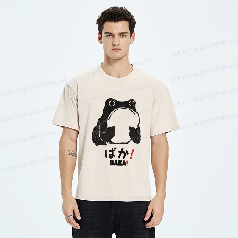 Tokyo-Tiger Funny Baka Frog Washed T-Shirt