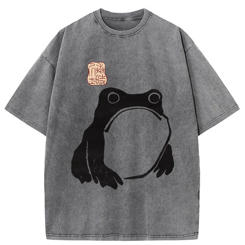 Tokyo-Tiger Matsumoto Hoji Woodblock Print Frog Washed T-Shirt