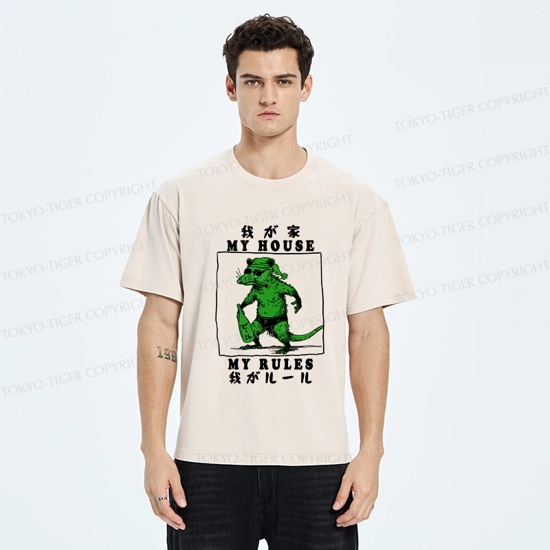 Tokyo-Tiger My House My Rules Washed T-Shirt