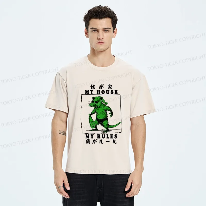 Tokyo-Tiger My House My Rules Washed T-Shirt