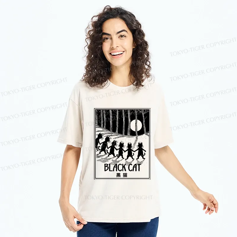 Tokyo-Tiger Six Black Cats Washed T-Shirt