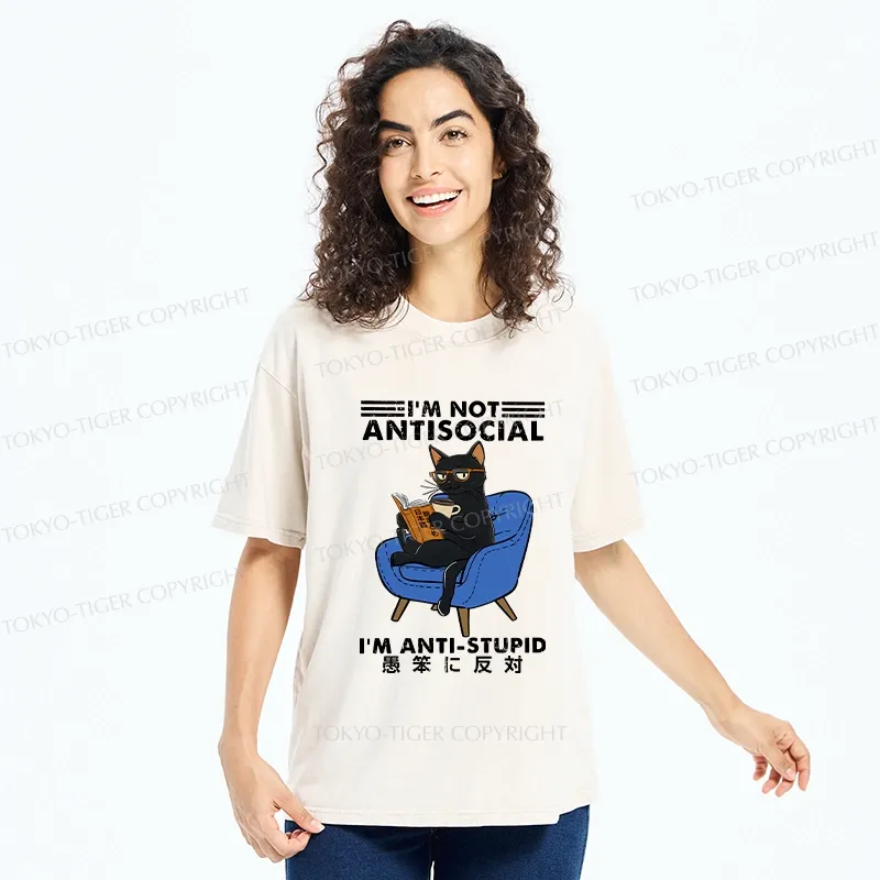 Tokyo-Tiger I'm Not Antisocial Washed T-Shirt