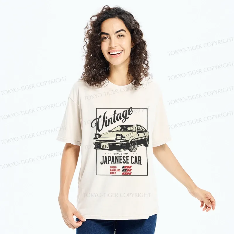 Tokyo-Tiger Retro Japanese Car Washed T-Shirt