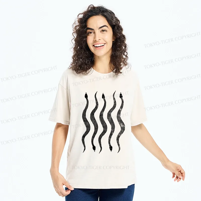 Tokyo-Tiger Sinuous Snake Washed T-Shirt