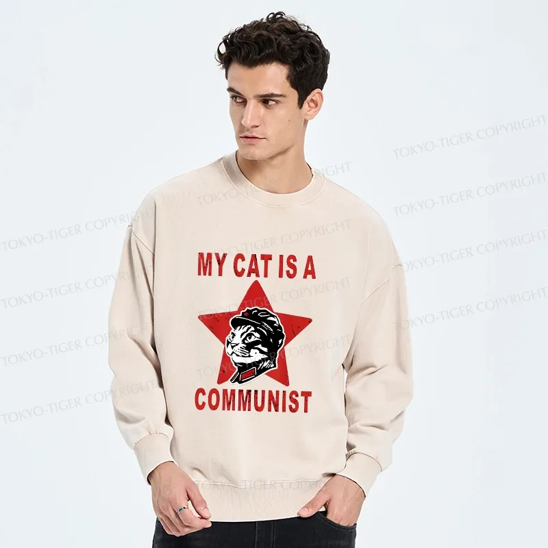 Tokyo-Tiger Funny Cat-ism Washed Sweatshirt