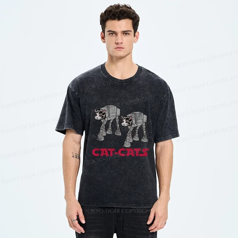 Tokyo-Tiger Walking Robot Cat Washed T-Shirt