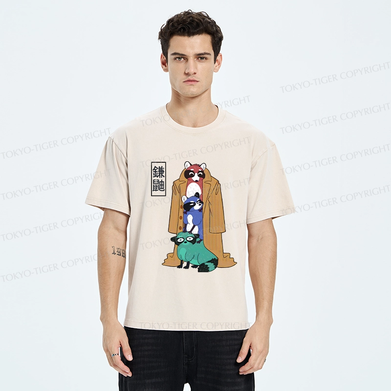 Tokyo-Tiger Funny Sickle Weasel Washed T-Shirt