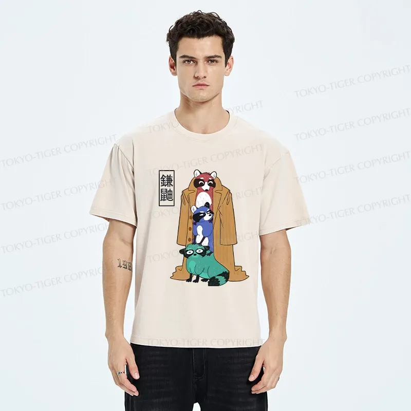Tokyo-Tiger Funny Sickle Weasel Washed T-Shirt