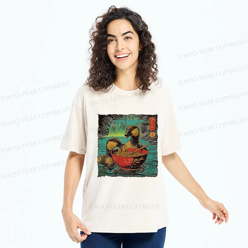 Tokyo-Tiger Ramen Lover Goose Washed T-Shirt