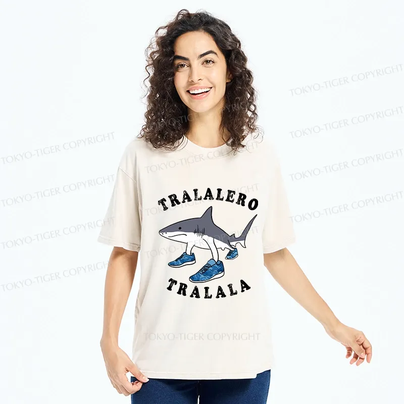 Tokyo-Tiger Tralalero Tralala Funny Washed T-Shirt
