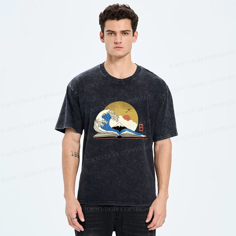 Tokyo-Tiger The Great Wave of Knowledge Washed T-Shirt