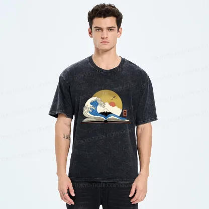 Tokyo-Tiger The Great Wave of Knowledge Washed T-Shirt