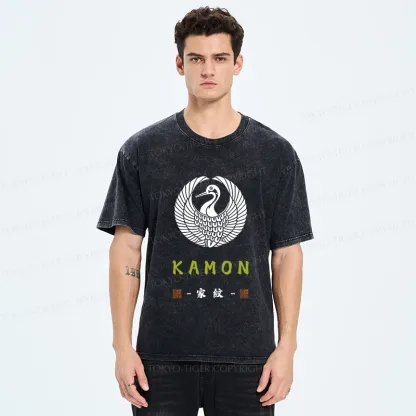 Tokyo-Tiger Crane Family Crest Washed T-Shirt