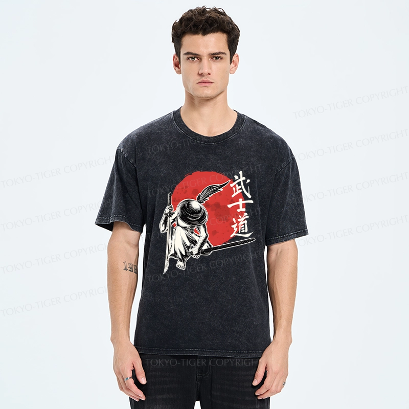 Tokyo-Tiger Bushido Samurai Washed T-Shirt