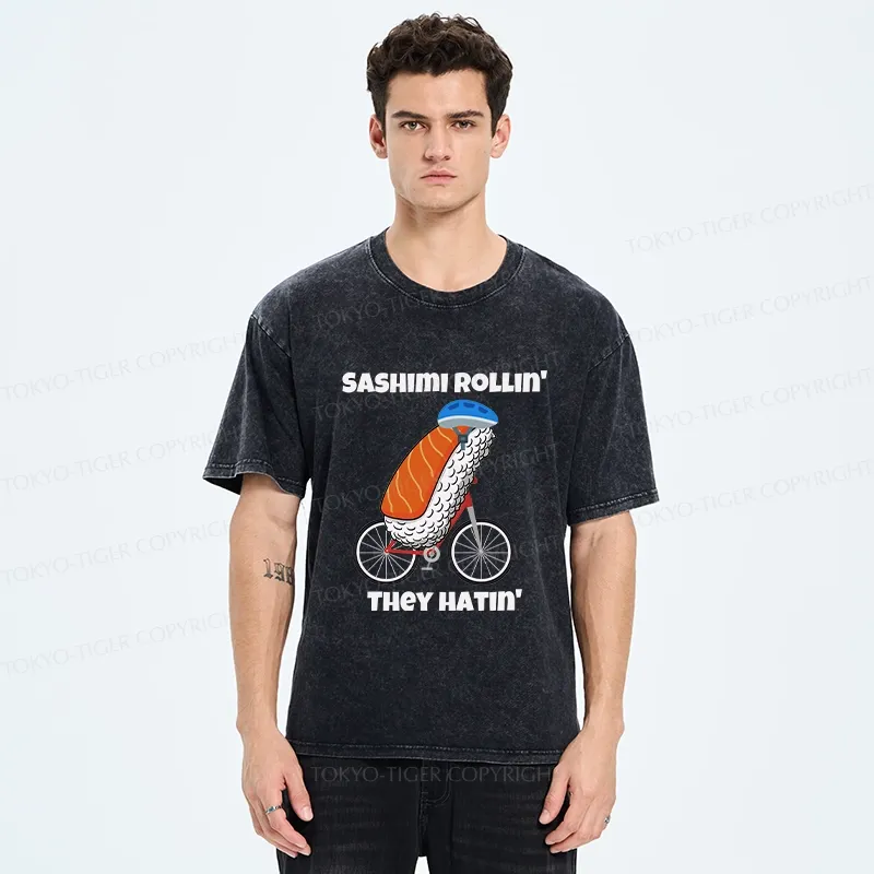 Tokyo-Tiger Sashimi Rollin' They Hatin' Washed T-Shirt