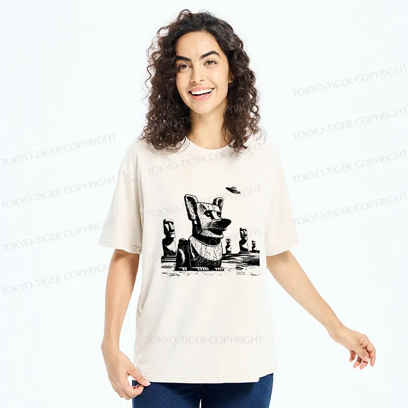 Tokyo-Tiger Funny Corgi Washed T-Shirt