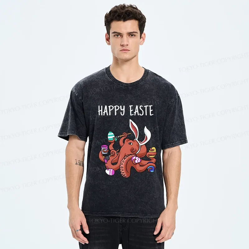 Tokyo-Tiger Easter Octopus Washed T-Shirt