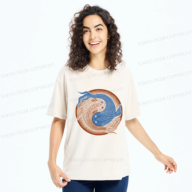 Tokyo-Tiger Yin Yang Fish Washed T-Shirt