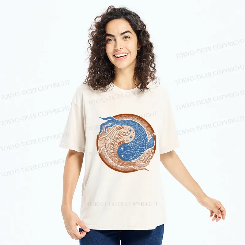 Tokyo-Tiger Yin Yang Fish Washed T-Shirt