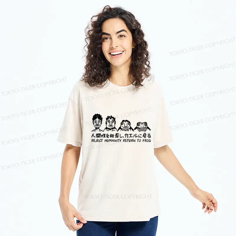 Tokyo-Tiger Reject Humanity Return To Frog Washed T-Shirt