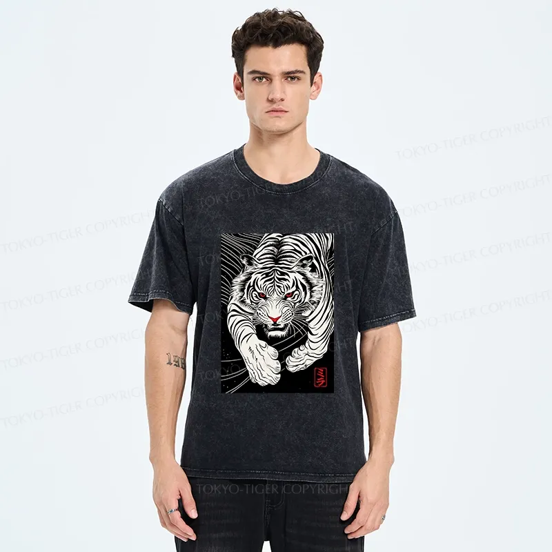 Tokyo-Tiger Japanese Ferocious Tiger Washed T-Shirt