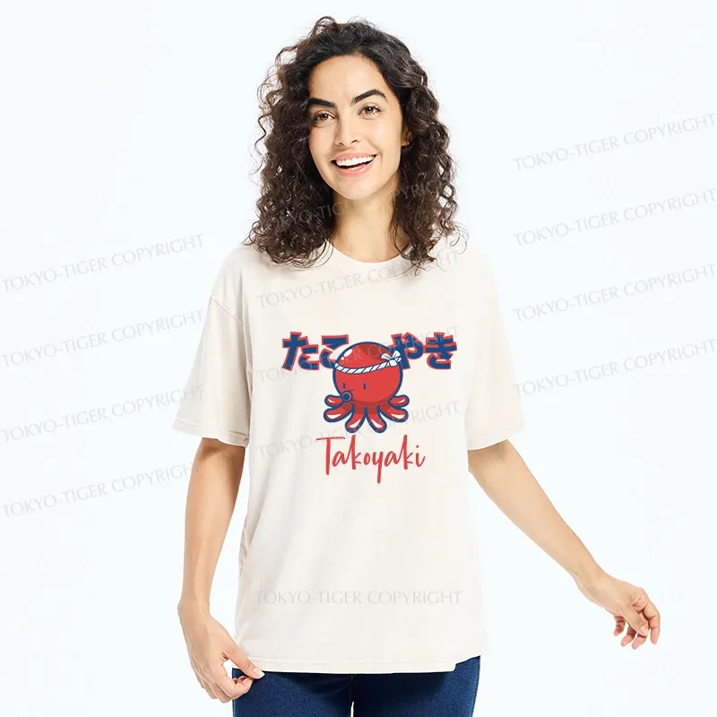 Tokyo-Tiger Japanese Traditional Takoyaki Washed T-Shirt