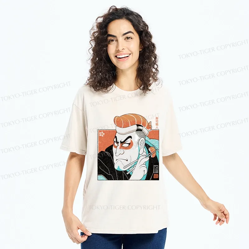 Tokyo-Tiger Sushi Chef Washed T-Shirt
