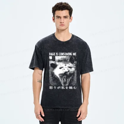 Tokyo-Tiger Rage Is Consuming Me Opossum Washed T-Shirt