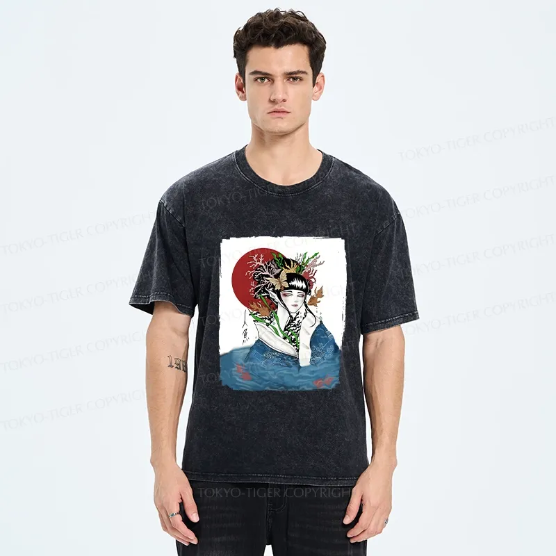 Tokyo-Tiger Japanese Mermaid Washed T-Shirt