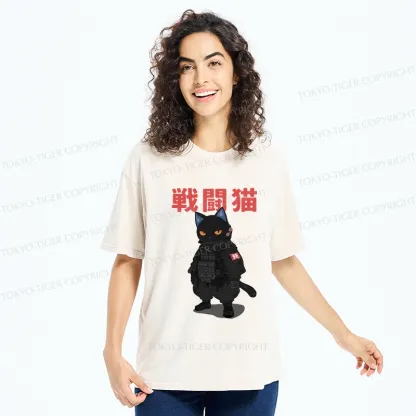 Tokyo-Tiger Fighting Cat Washed T-Shirt