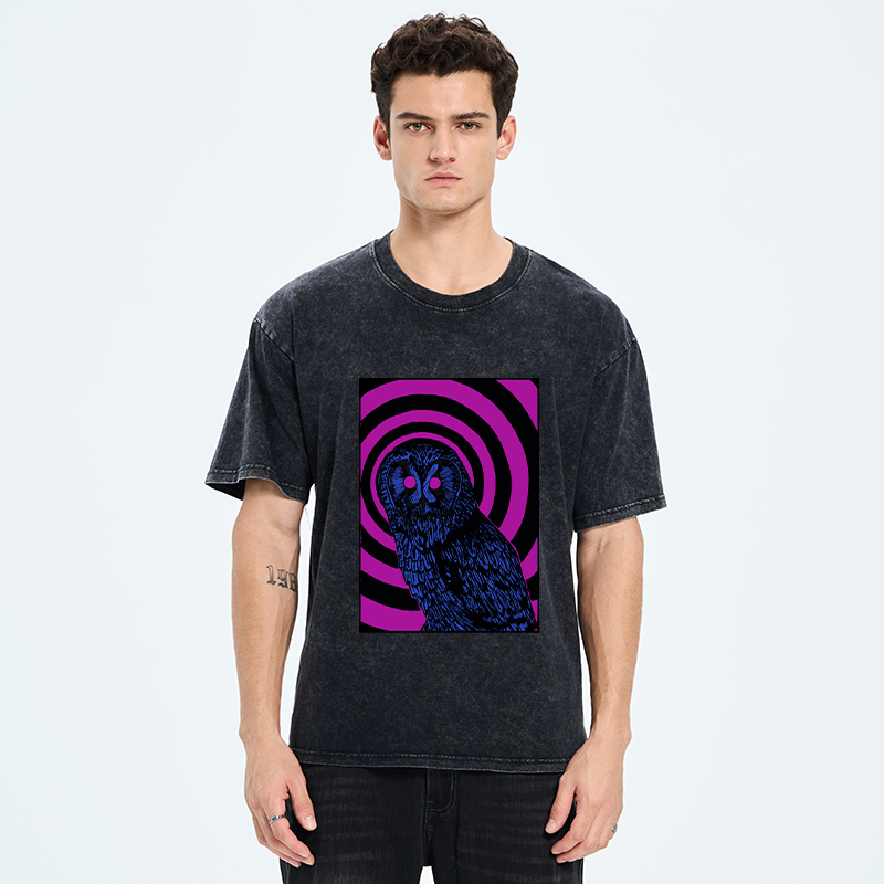 Tokyo-Tiger Psychedelic Owl Washed T-Shirt