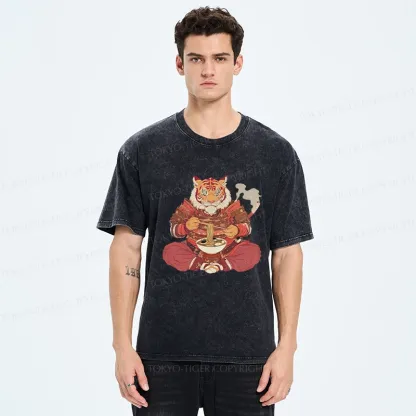 Tokyo-Tiger Ramen Lover Tiger Washed T-Shirt