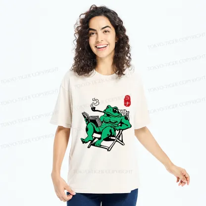 Tokyo-Tiger Muscle Frog Reading Washed T-Shirt