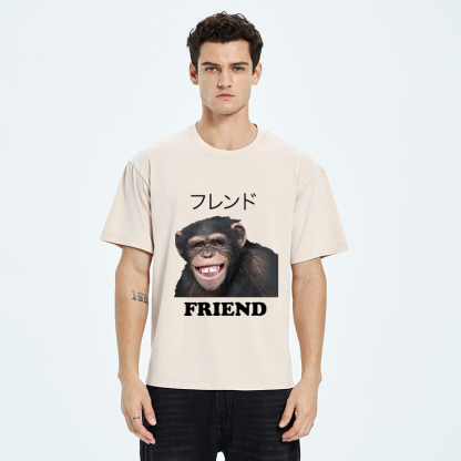 Tokyo-Tiger Funny Chimpanzee Washed T-Shirt