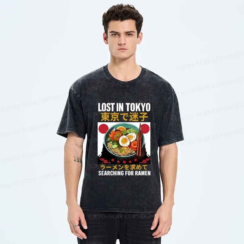 Tokyo-Tiger Searching For Ramen Washed T-Shirt