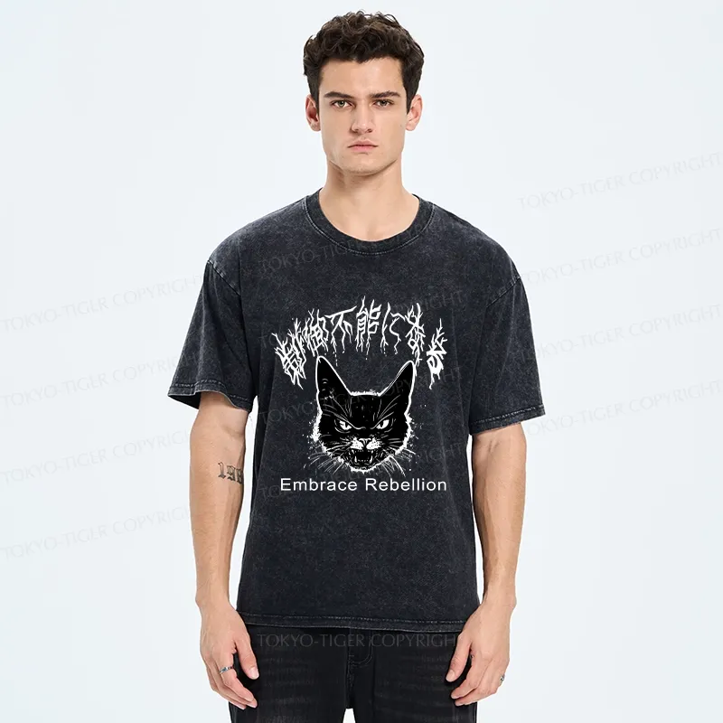 Tokyo-Tiger Embrace Rebellion Washed T-Shirt