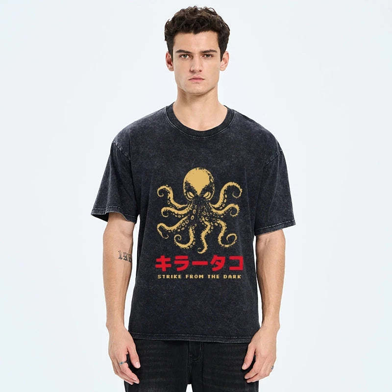 Tokyo-Tiger Japanese Killer Octopus Washed T-Shirt