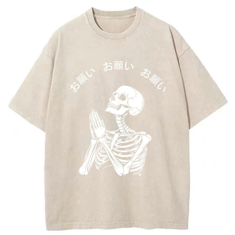 Tokyo-Tiger Skull Prayer Washed T-Shirt