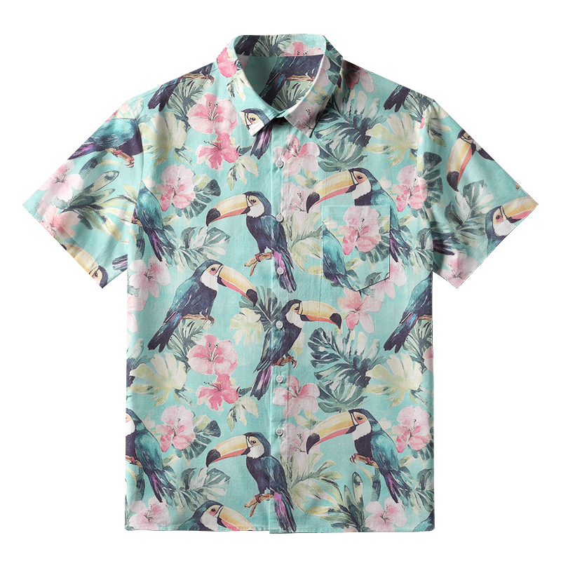 Tokyo-Tiger Toucans Standing On Branch Button-up Shirt