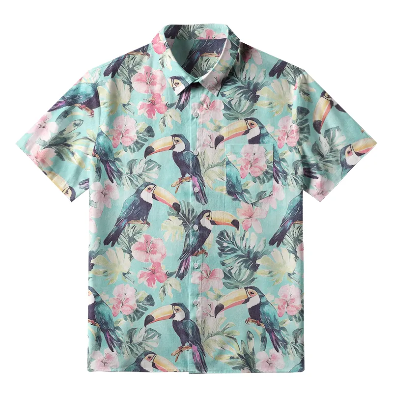 Tokyo-Tiger Toucans Standing On Branch Button-up Shirt