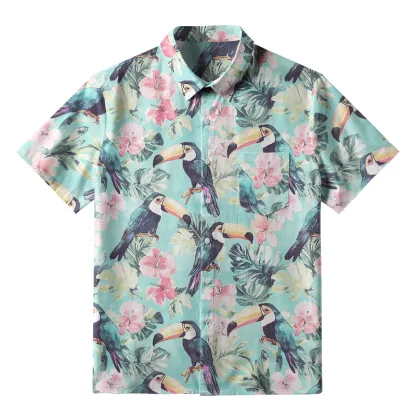 Tokyo-Tiger Toucans Standing On Branch Button-up Shirt