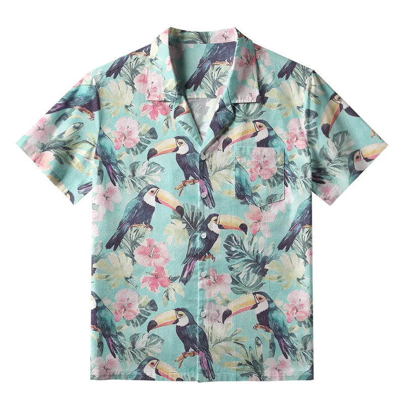 Tokyo-Tiger Toucans Standing On Branch Aloha Hawaiian Shirt