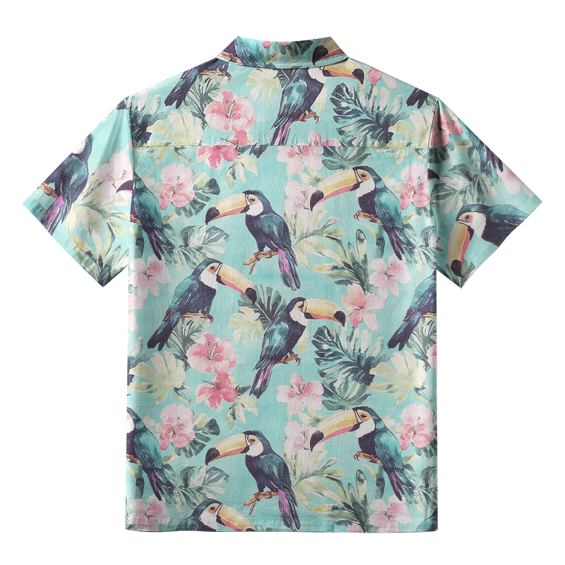 Tokyo-Tiger Toucans Standing On Branch Button-up Shirt